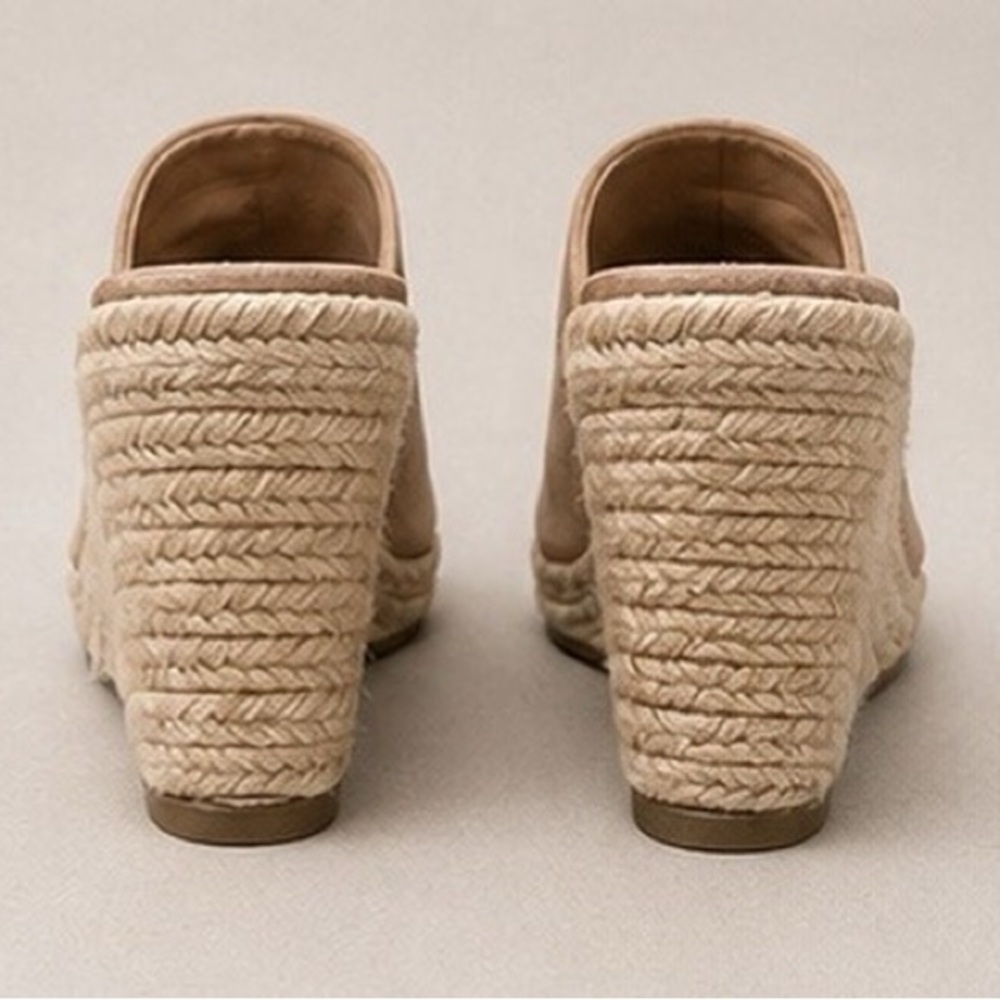 Steve Madden Womens 8.5 Nude Suede Espadrille Wedge Mule Sandals Open Toe - Picture 3 of 5
